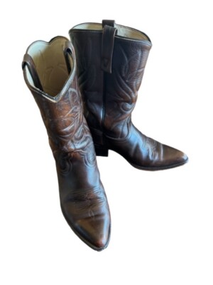 Vintage ACME Circle A Cowboy Boots Brown Leather Men\'s 8 Made USA Acme Circle A Men main image 2