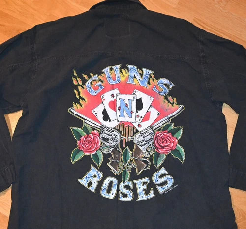 GUNS N' ROSES rock concert tour button-front shir 1990s vintage concert t-shirt, vintage, size XL, single stitch, B+ condition