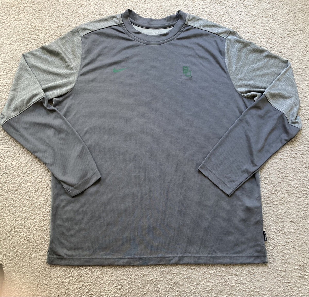 Team Issued Nike Dri Fit Baylor Bears Two Tone Grey Shirt Size XL Long Sleeve | eBay