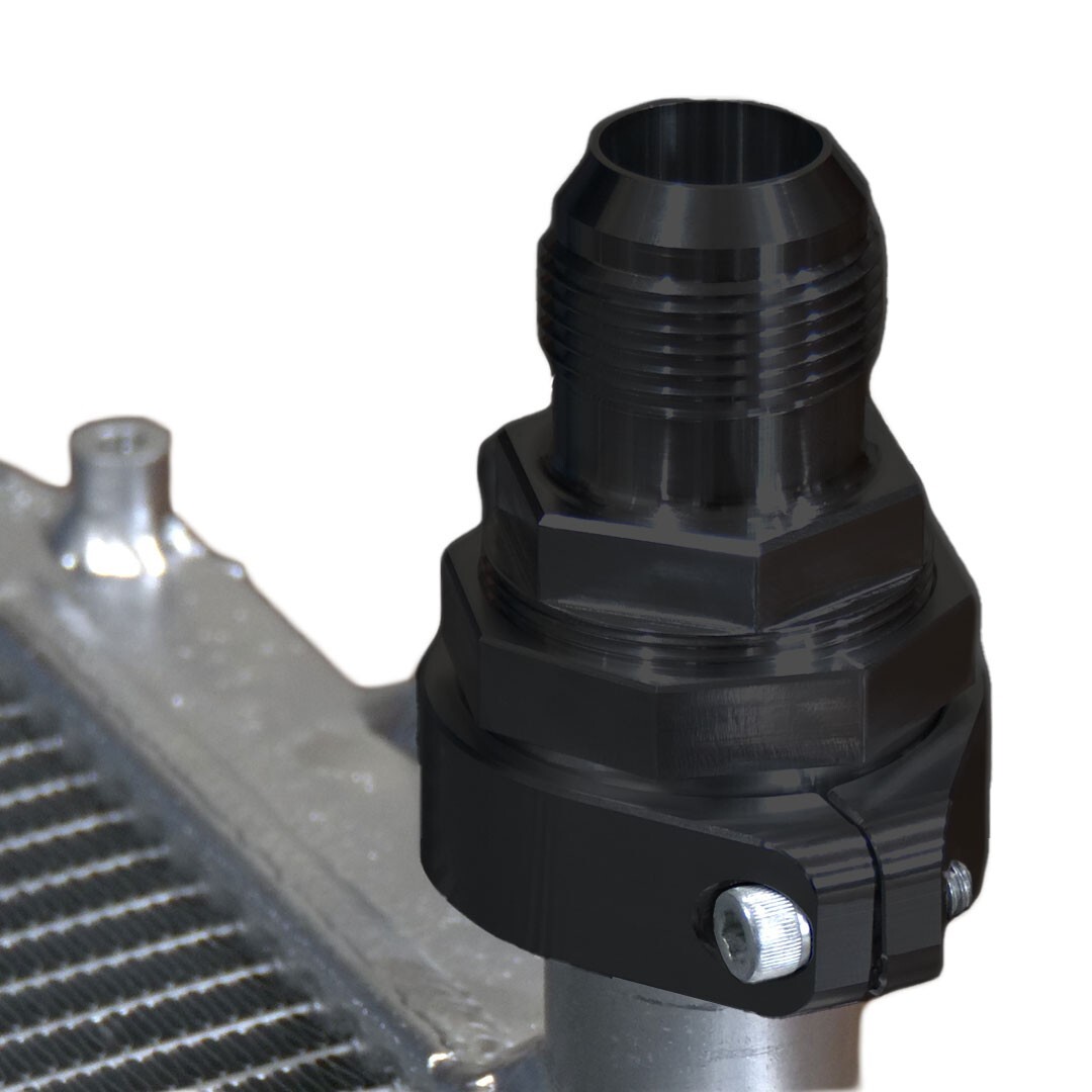 Black Radiator Compression Fitting -20AN; NO WELDING REQUIRED; 1.5" Diameter