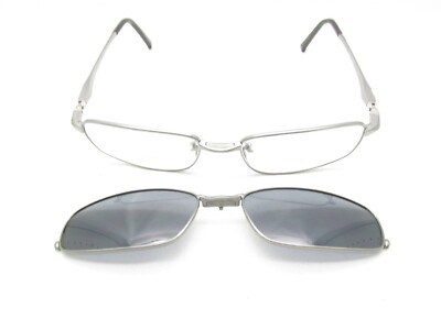 EASYCLIP EC115 SILVER METAL SPORTS WRAP CLIP-ON SUNGLASSES 50-140