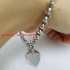 <!--F#f_0-->New design Rolo Chain Stainless Steel Heart Tag Charms Bracelet 6mm 8.26''<!--F/-->