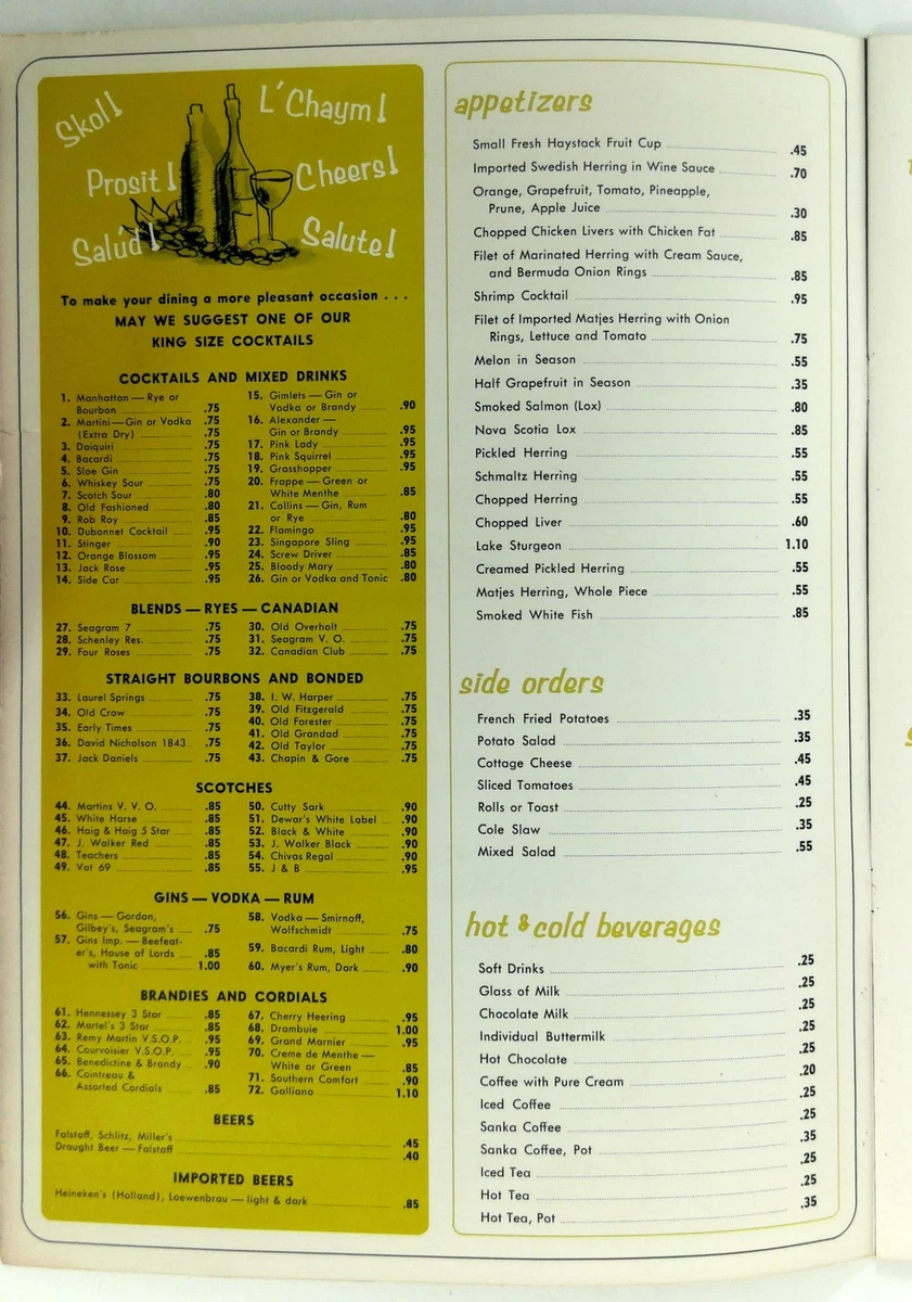 1960 s Original Large Dinner Menu HAYSTACK Restaurant eBay