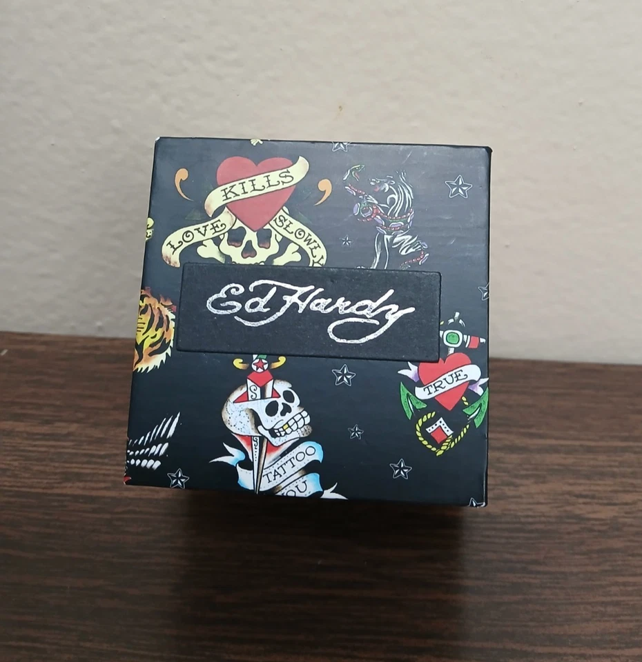 Juego de 3 Pendientes Ed Hardy Joyería Acero Inoxidable Negro NUEVO Foto 3 de 4