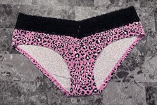 NWT VICTORIA'S SECRET PINK M LEOPARD CHEETAH LACE VINTAGE RARE HIPSTER PANTIES