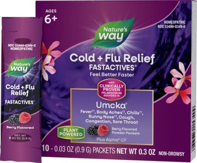 Nature's Way Cold + Flu Relief FastActives, Umcka, Homeopathic, Fever*, Sore Thr