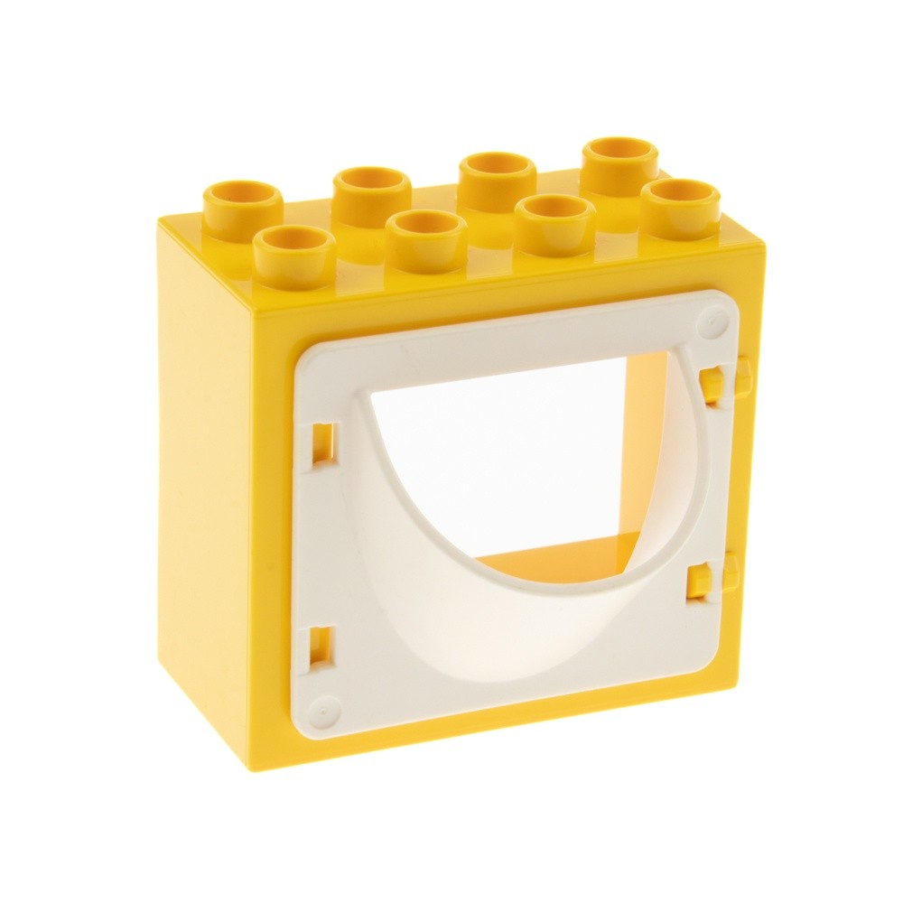 1x LEGO Duplo Window Frame Small 2x4x3 Yellow Door 1x4x3 White Domed 28593 61649