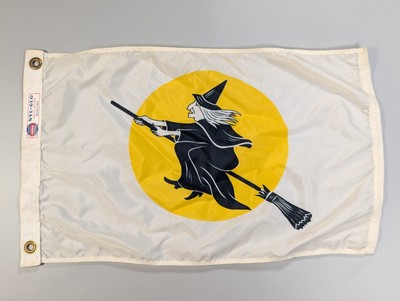 Annin  Vintage Halloween Flag with Witch on Broomstick 11'' x 18'' USA Nyl-Glo