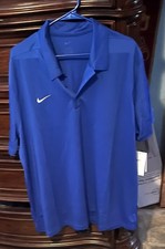 Mens 2XL Blue Nike Dri-Fit Short Sleeve Performance Golf Polo Shirt