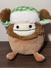 Squishmallows Benny Bigfoot Christmas Plush Green Hat Holiday NWT 8