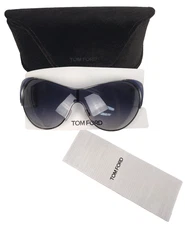 Tom Ford TF364 Vanda 89W 137 120 Women Shield Sunglasses Ruthenium/Indigo Blue