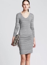 Banana Republic Heathered Gray Jersey Knit Ruched Bodycon Dress Large