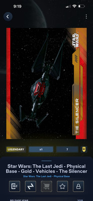 Star Wars Card Trader DIGITAL The Silencer Vehicle Legendary CC7
