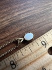 Vintage Delicate 16” Gold Tone Chain Necklace w/ Faux Opal Pendant — photo 3