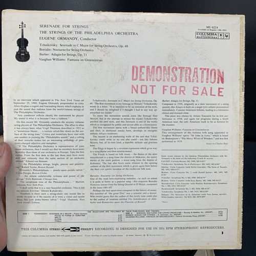 Serenade Of Strings TCHAIKOVSKY BORODIN VAUGHAN “Not For Sale” Demo LP Vinyl. F8 - Imagen 7 de 9