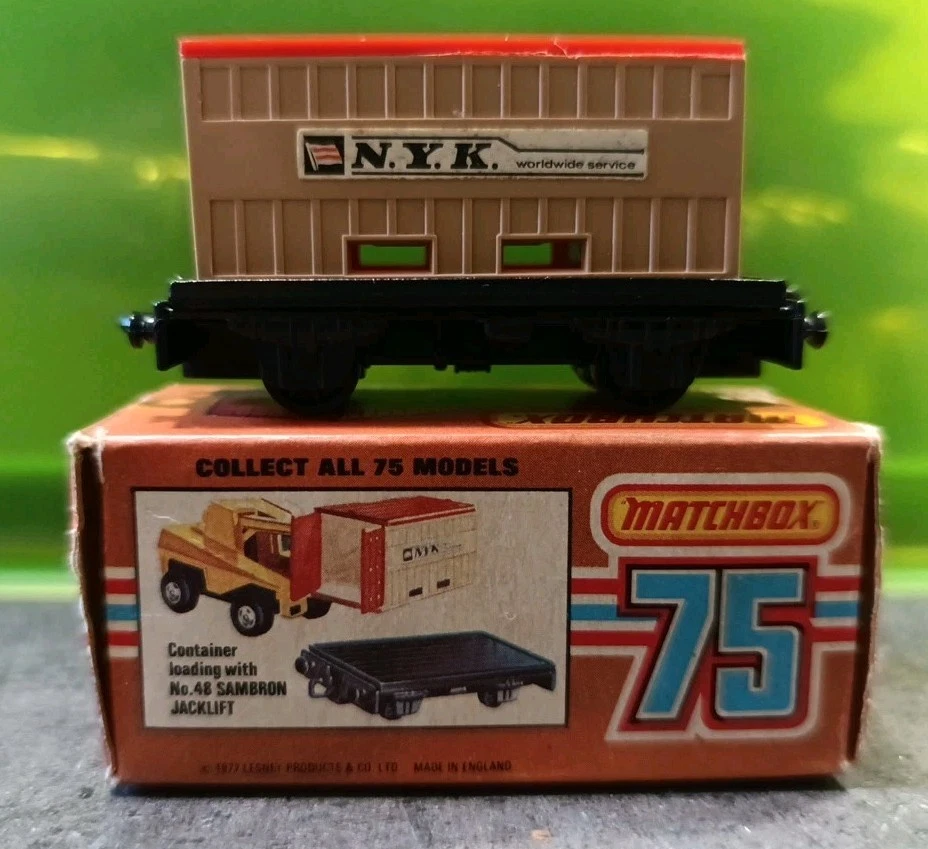 Matchbox Superfast 75 n. 25 Flat Car container 1978 vintage in box da collezione - Immagine 2 di 4