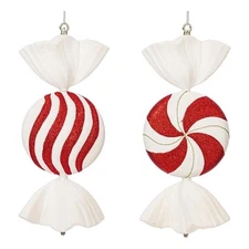 Vickerman 18" Flat Peppermint Candy Christmas Ornament in Multi-Color (Set of 2)