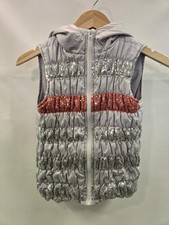 Blush Bloom Vest Girls Large Gray Sequin Hooded Puffer Sleeveless Jacket