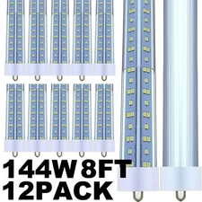 8FT T8 LED Tube Light Bulbs FA8 Single Pin 8 Foot LED Shop Lights 144W 12/25PACK