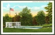 Wading Pool Central Park Tulsa OK postcard 1930s
