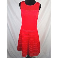 Women's Lauren Ralph Lauren Red Dress Sleeveless Knit Fit & Flare Size M Stretch