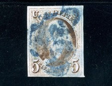 Scott 1 Used VF US 1847 Franklin With Blue Cancel