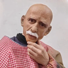 Realistic Full Head Latex Mask with Beard for Men Halloween Costume Party Prop