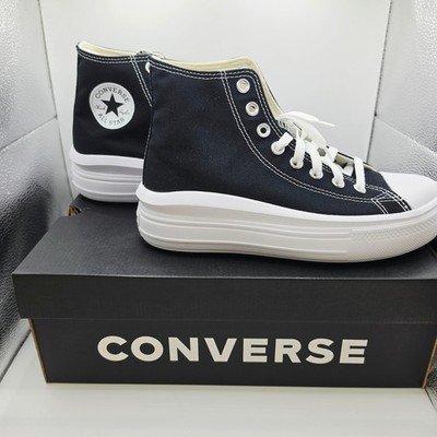 Converse Chuck Taylor All Star Move Hi Black White Platform Sneakers 568497C 8.5