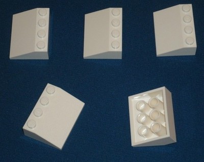 LEGO NEW 3x4 White Slope 25° (5x) 329701 Brick 3297