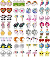 32/40 Pairs Hypoallergenic Stud Earrings for Girls Kids Stainless 32 Pcs