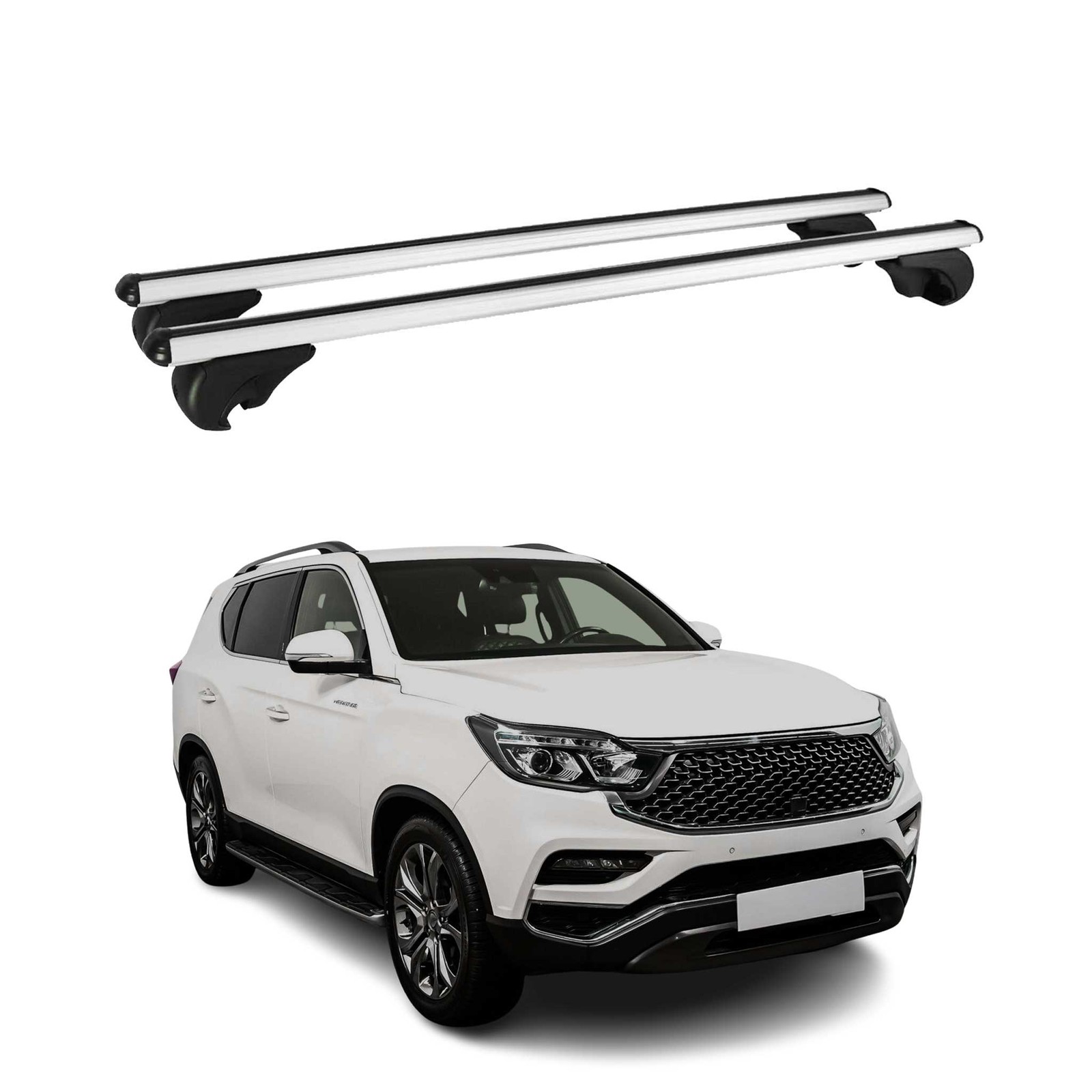 Barres de toit en alu noir pour Ssangyong Rexton Y400 2017-2021