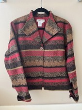 Coldwater Creek Vintage Boho Paisley Tapestry Brocade Striped Blazer Petite XL