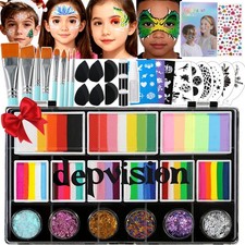 Professional Face Painting Kit for Kids  Adults, Split Cake Multicolor