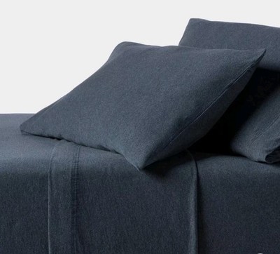Threshold 4 Pcs Jersey Sheet Set Heathered Blue Full Size