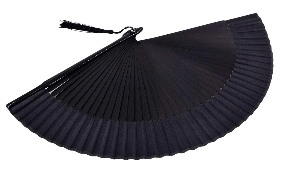 Encantador ventilador de seda de bambú estilo vintage portátil, diseño plegable ligero Foto 4 de 4