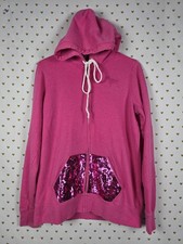Victorias Secret Pink BLING Full Zip Sequined Logo Hoodie Jacket VINTAGE y2k MED