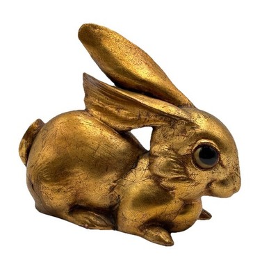 Vtg Mid Century Freeman McFarlin Gold Leaf Rabbit Figurine Signed Anthony READ