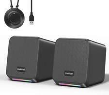 Computer Speakers,with 7 Colorful RGB Lights, Headphone Jack, Enhanced Bass and