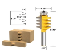1-1/4" Cutting Height Reversible Finger Glue Joint Router Bit - 1/2" Shank