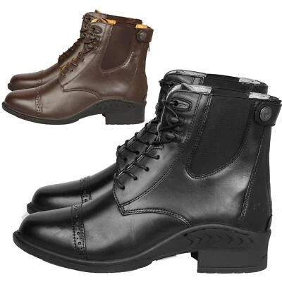 Damen Reiten Jodhpur Stiefeletten Schnürung Anziehbar Leder Chelsea elastische Stiefelettenschuhe