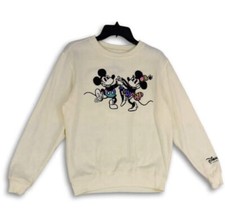 Women  s Disney 100 Years Mickey Mouse Retro Crewneck Sweatshirt Cream Med EUC