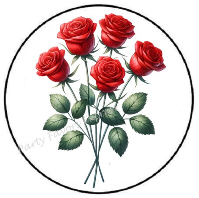RED ROSES ENVELOPE SEALS LABELS STICKERS PARTY FAVORS