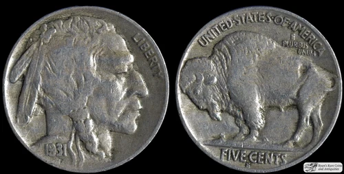 1931 S Buffalo Nickel, Very Fine+ Condition, Free Shipping in USA, C6824