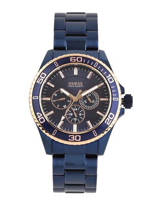 GUESS Men's Classic Quartz Chrono 100m Blue Stainless Steel Watch