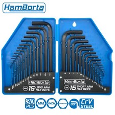 HemBorta Allen Key Set 30pc Hex Key Set Metric & Imperial L-Keys Hexagon Wrench