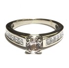 14k white gold .36ct VS1 G diamond cushion morganite engagement ring 3.9g 5.75 — photo 1