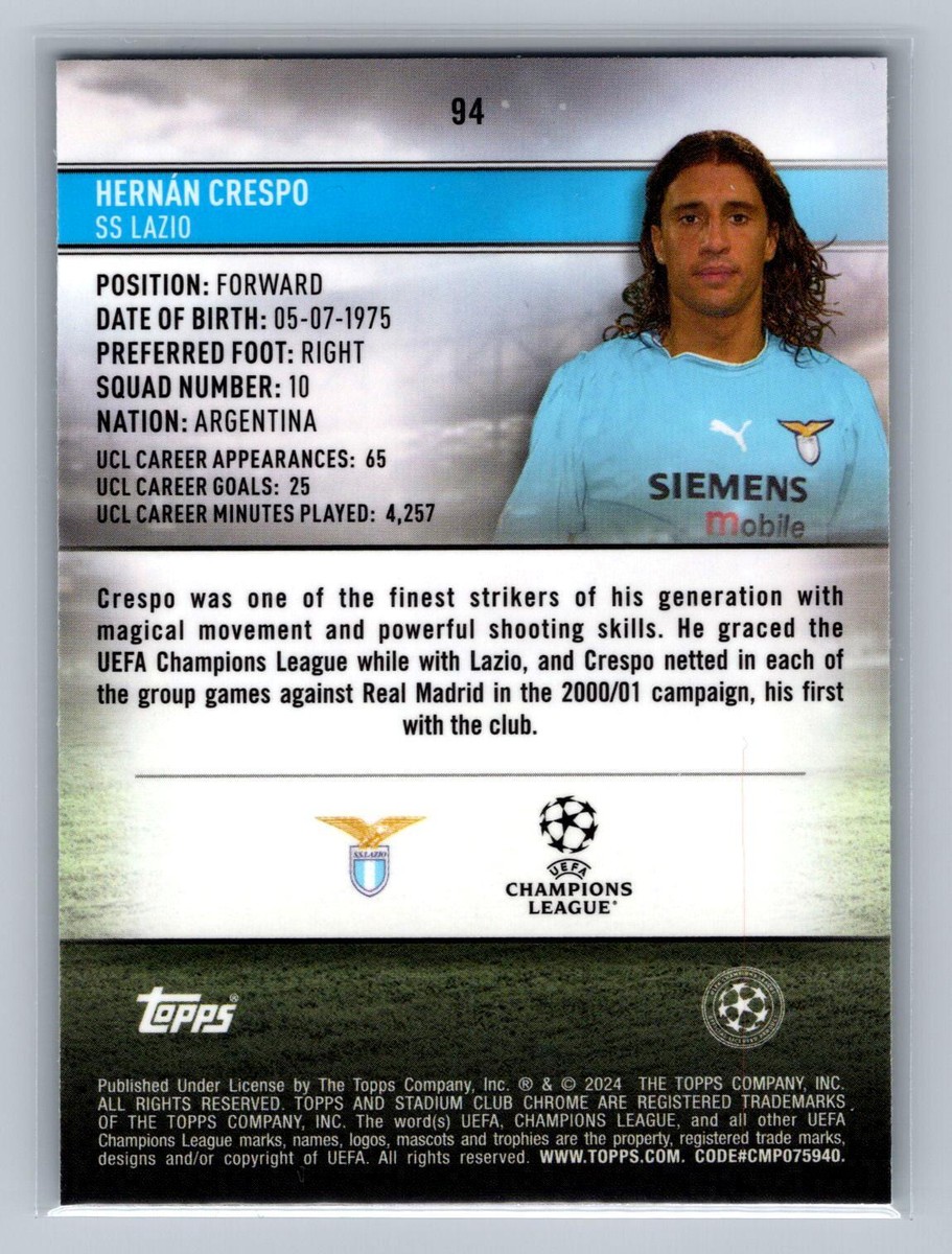 Hernan Crespo 2023-24 Topps Stadium Club Chrome UEFA SS Lazio #94