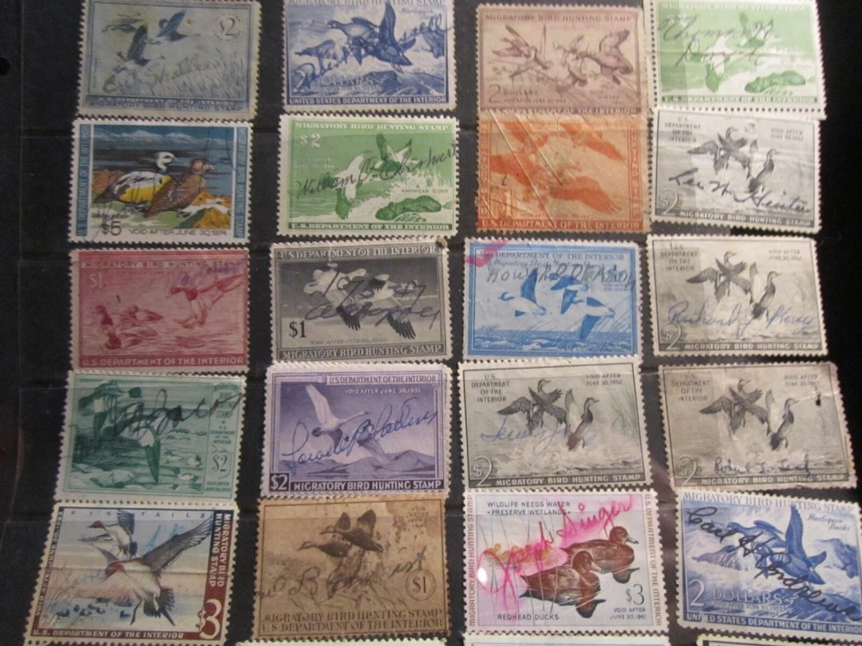 U.S. BIRD HUNTING STAMPS FROM 1940 - 70'S - LOT OF 28 - SIGNED - BBA-45 - Image 3 of 4