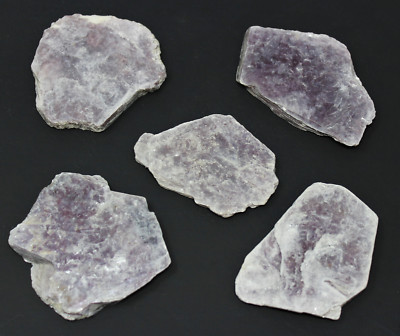 5 Pack Lepidolite Leaves / Slabs, Layered Mica Crystal Mirror Cluster Healing