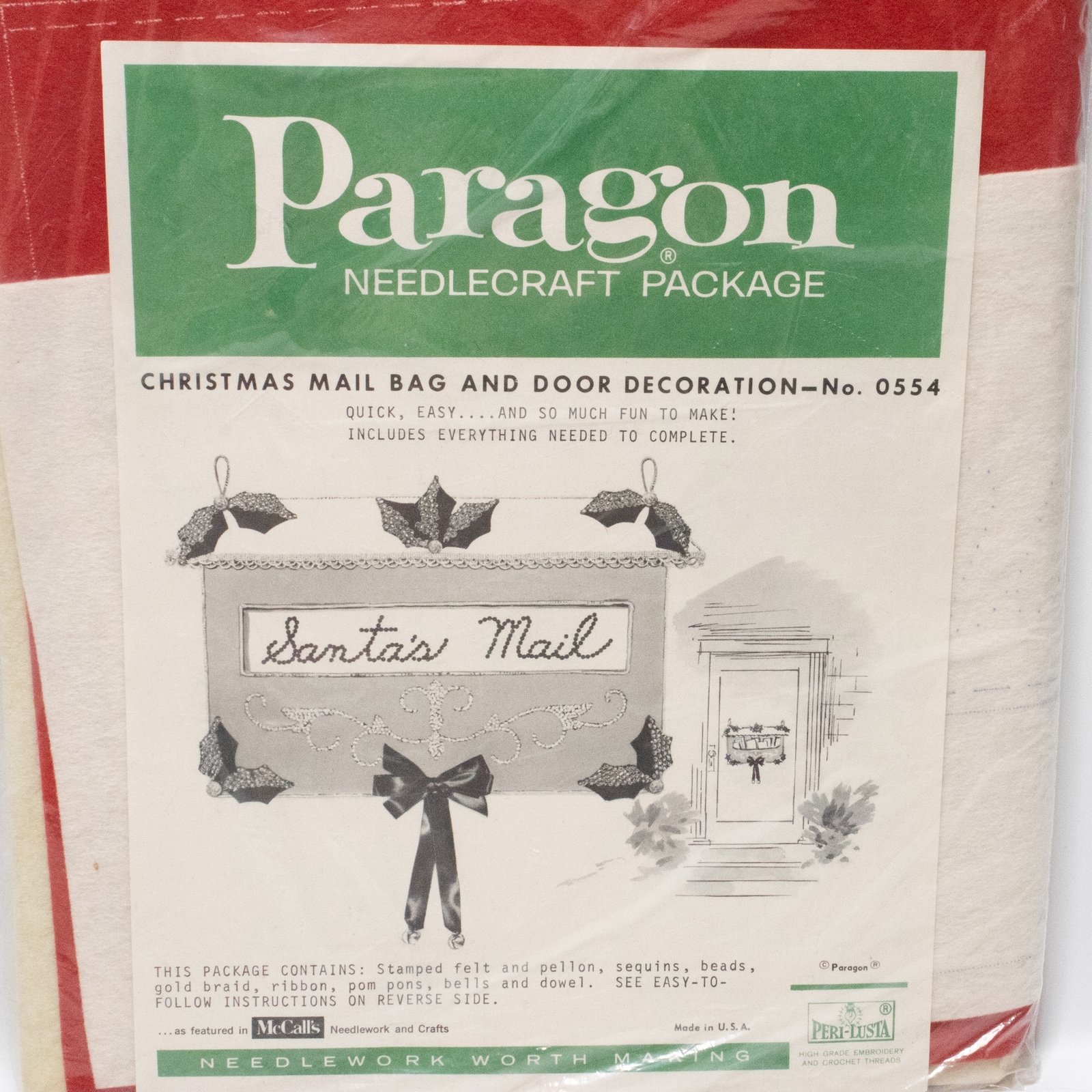 Vintage Paragon Needlecraft Christmas Santas Mail Bag Door Decoration ...